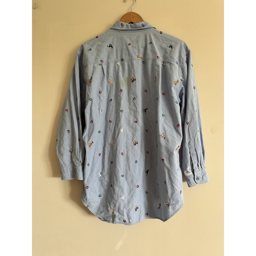Vintage Bleached Thrashed Embroidered Horses Small Casey Coleman Shirt - Picture 7 of 9